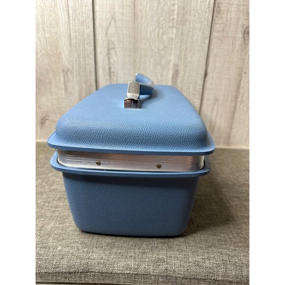 Vintage Samsonite Blue Makeup Train Case With Mirror and Tray Cosmetic Suitcase - Picture 2 of 15
